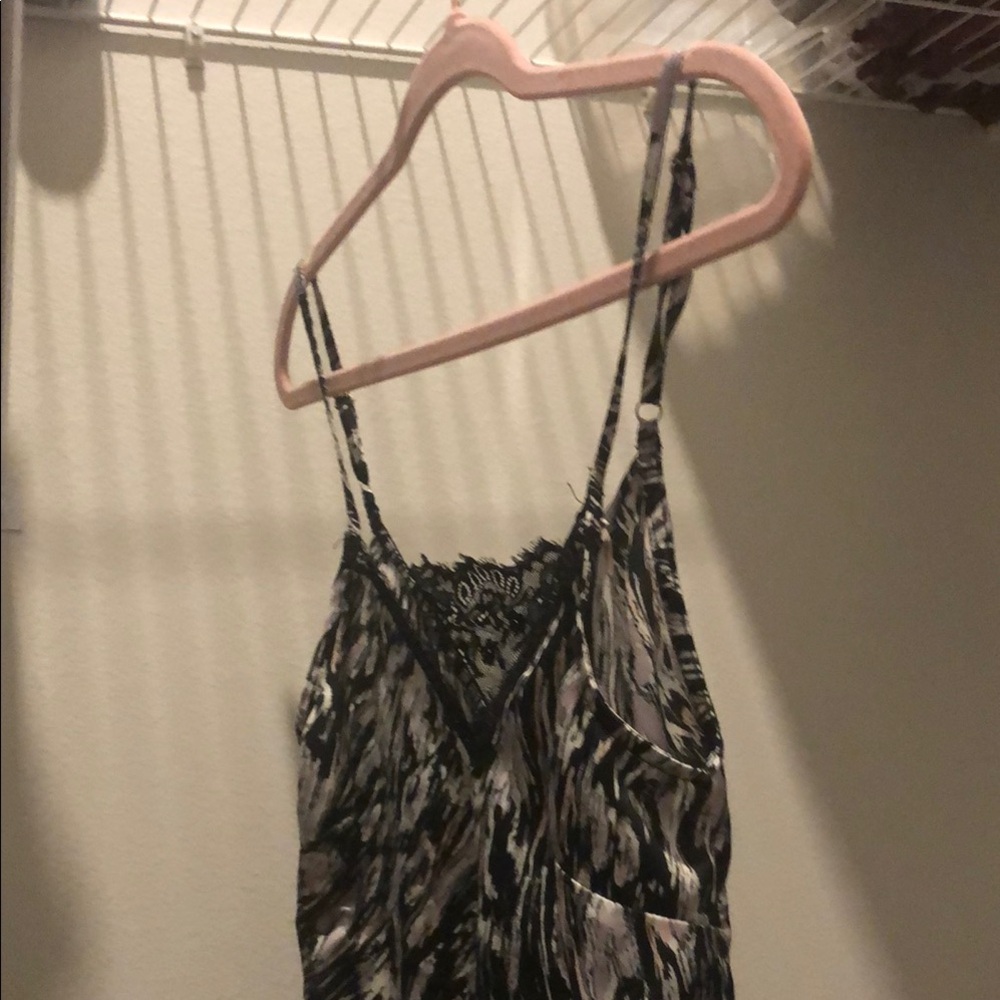 Love Stitch Black and Gray Chemise with Lace Trim